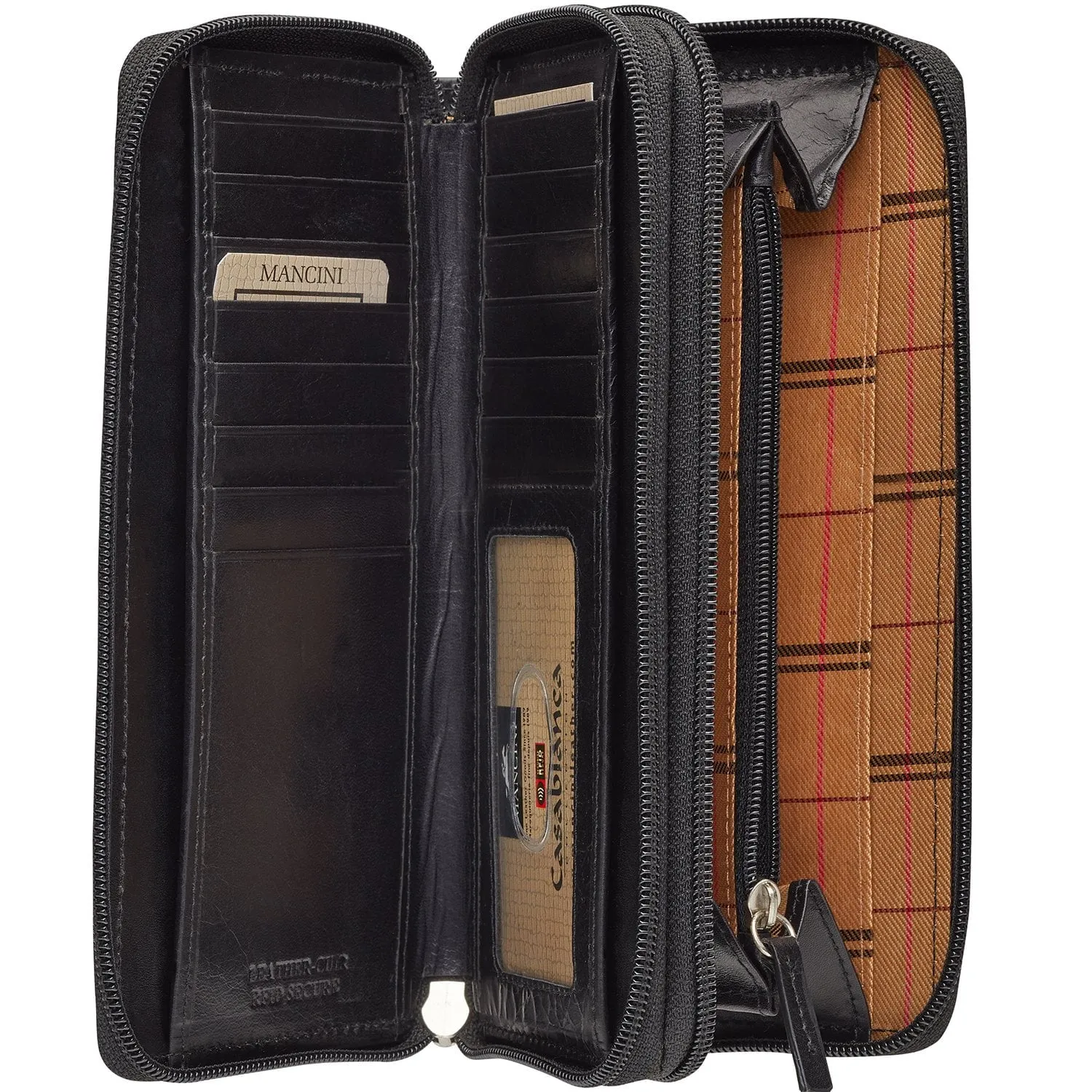 Mancini CASABLANCA Collection Ladies’ Double Zipper “Clutch” Wallet (RFID Secure)