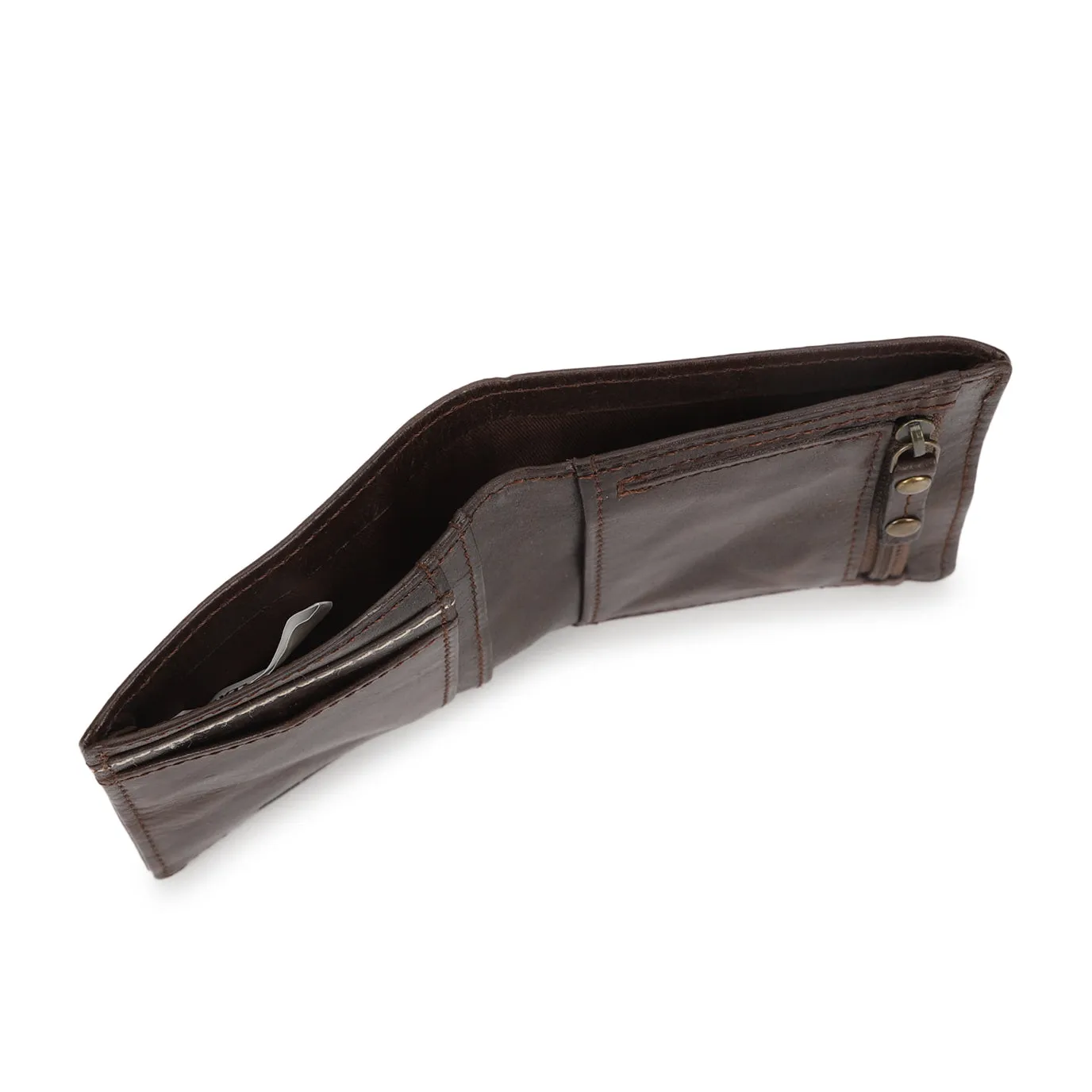 Men's Brown Brand Logo Bi-Fold Wallet