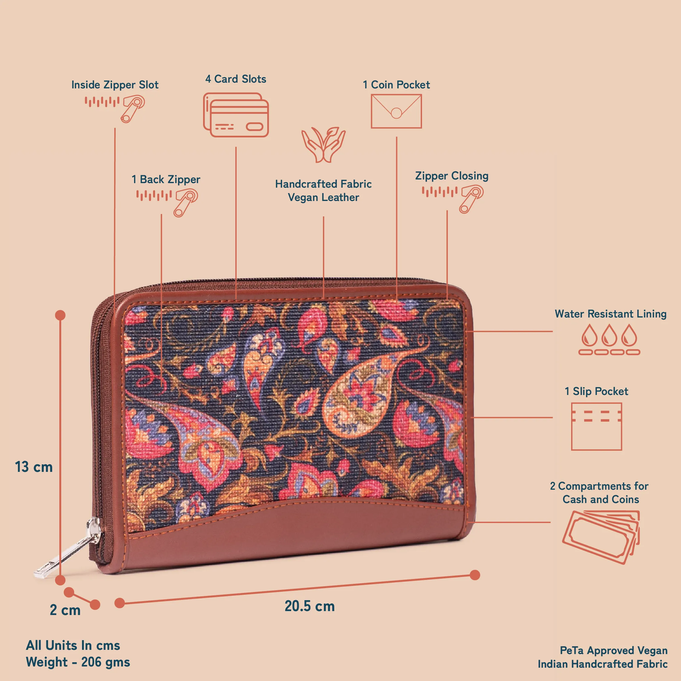 Paisley Print Chain Wallet