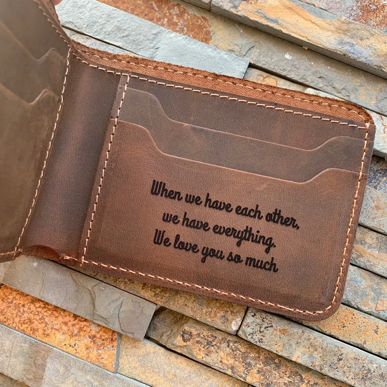 Picture Engraved Wallet, Leather Wallet, Personalized wallet, Mens Leather Wallet, Photo Wallet, Anniversary gift, gift for him