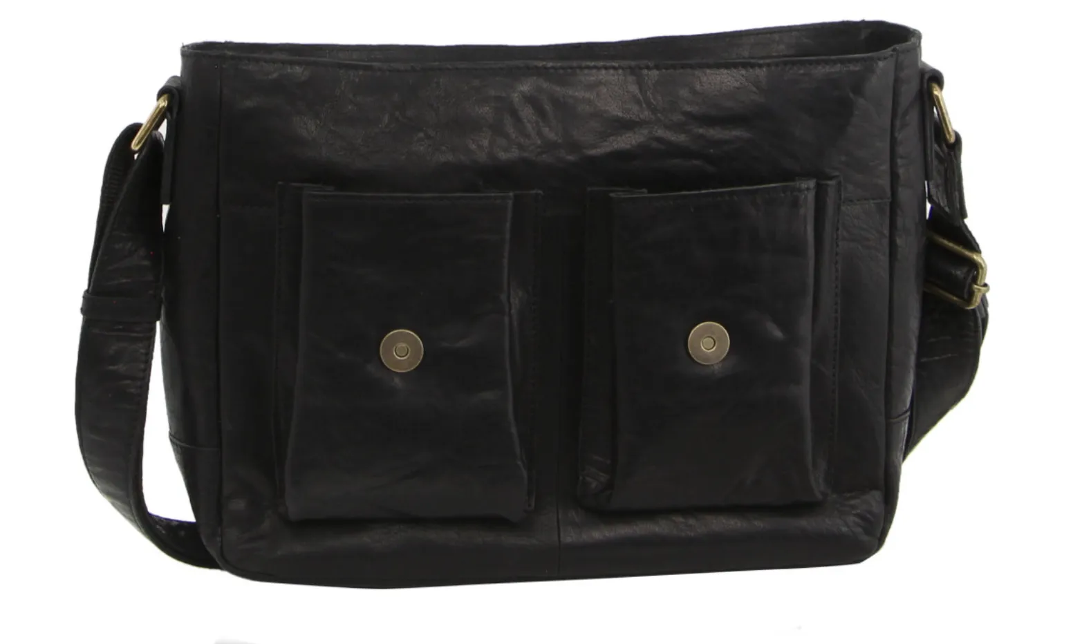Pierre Cardin Genuine Leather 13" Laptop Messenger Bag (Black)