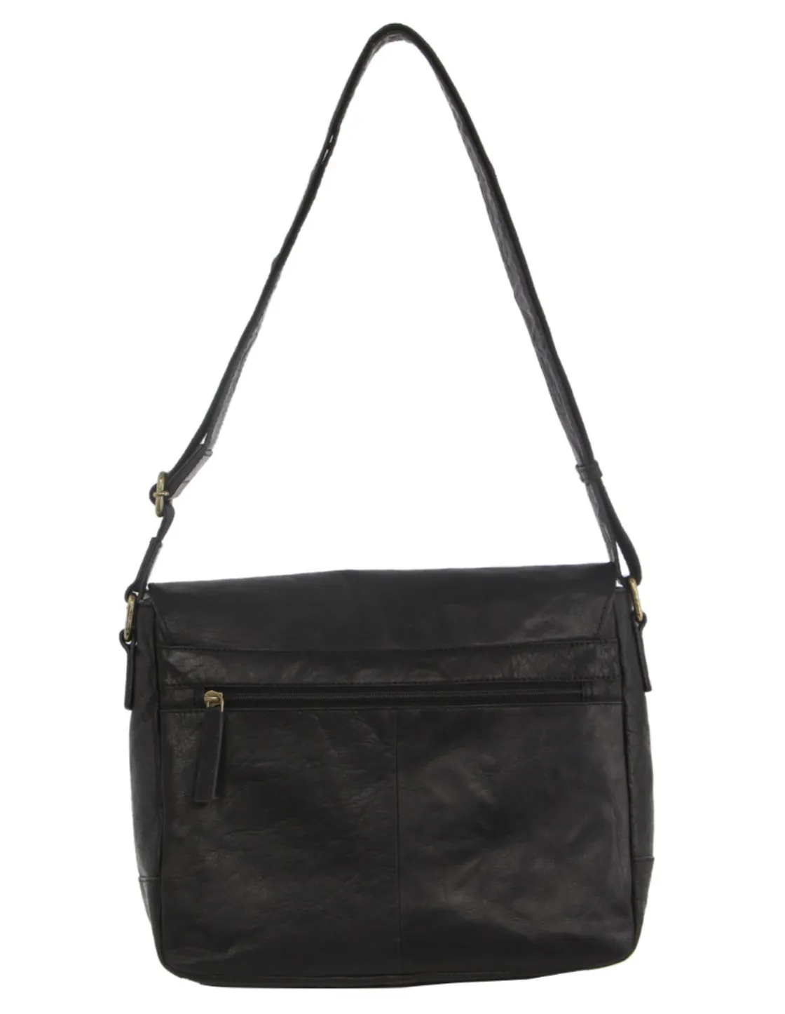 Pierre Cardin Genuine Leather 13" Laptop Messenger Bag (Black)