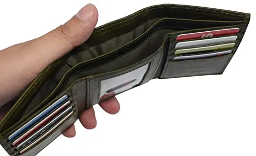 Real Cowhide Leather Wallets for Men RFID Blocking Slim Trifold Wallet with ID & Card Slots
