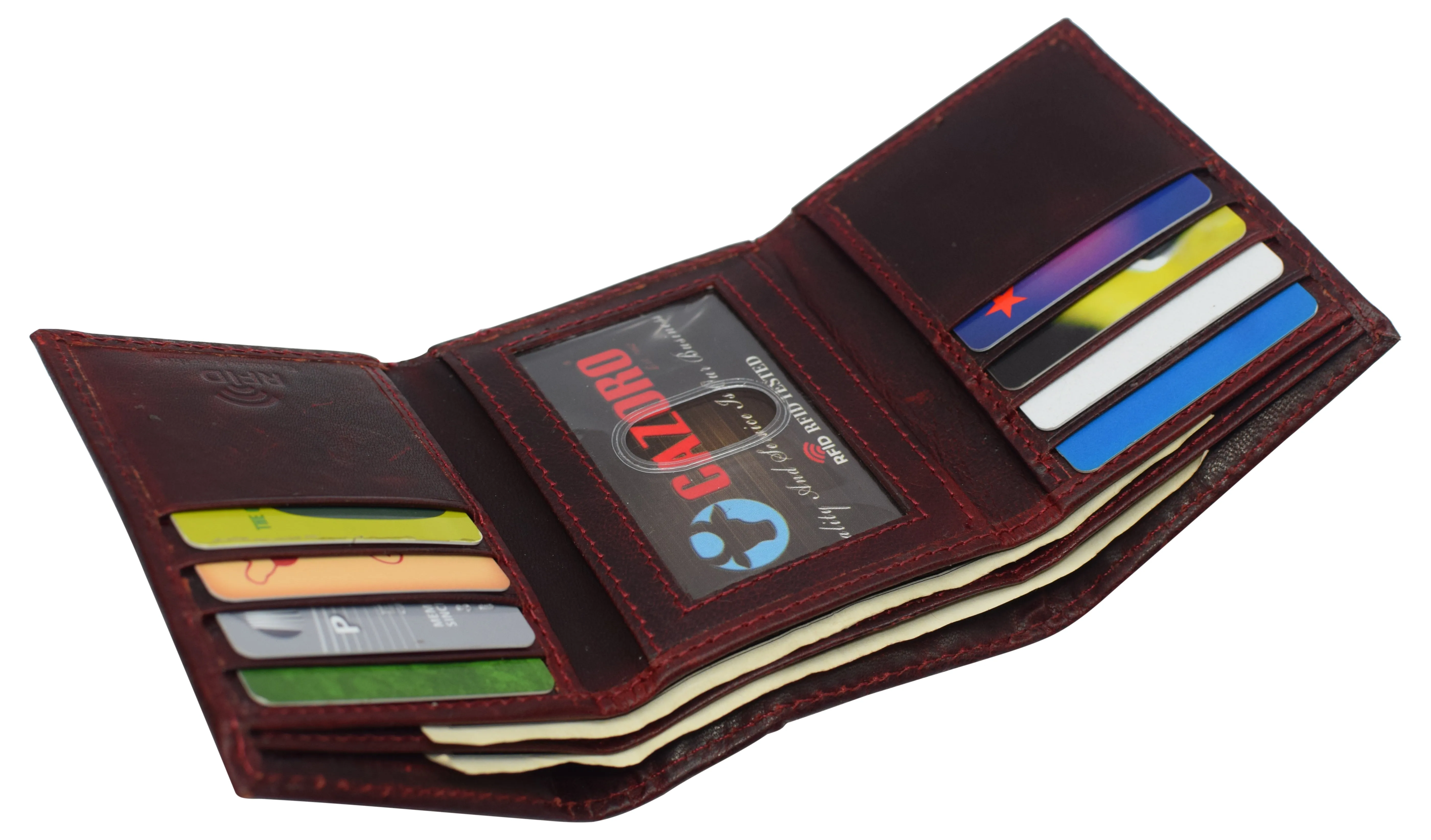 Real Cowhide Leather Wallets for Men RFID Blocking Slim Trifold Wallet with ID & Card Slots