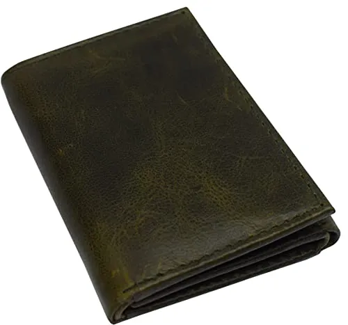 Real Cowhide Leather Wallets for Men RFID Blocking Slim Trifold Wallet with ID & Card Slots