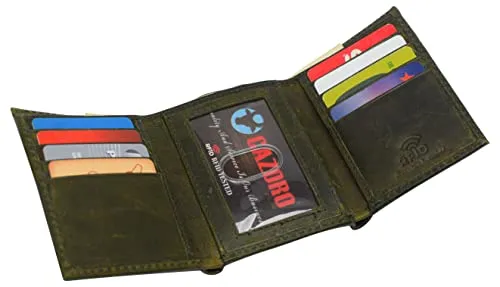 Real Cowhide Leather Wallets for Men RFID Blocking Slim Trifold Wallet with ID & Card Slots