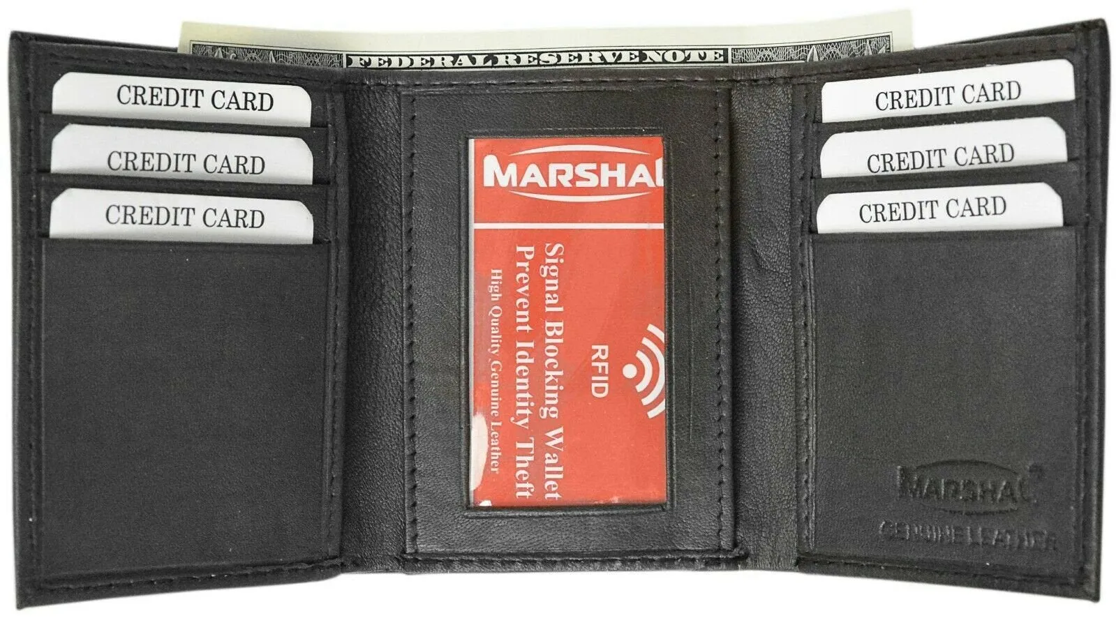 Real Leather Slim Wallets For Men Trifold Mens Wallet W/ ID Window RFID Blocking