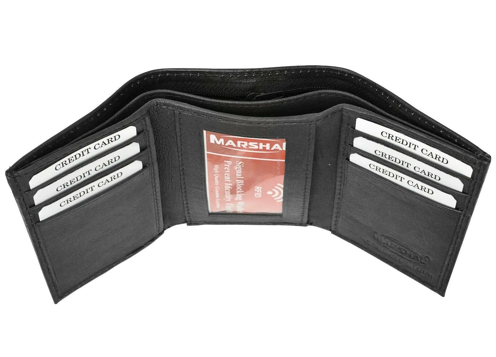 Real Leather Slim Wallets For Men Trifold Mens Wallet W/ ID Window RFID Blocking