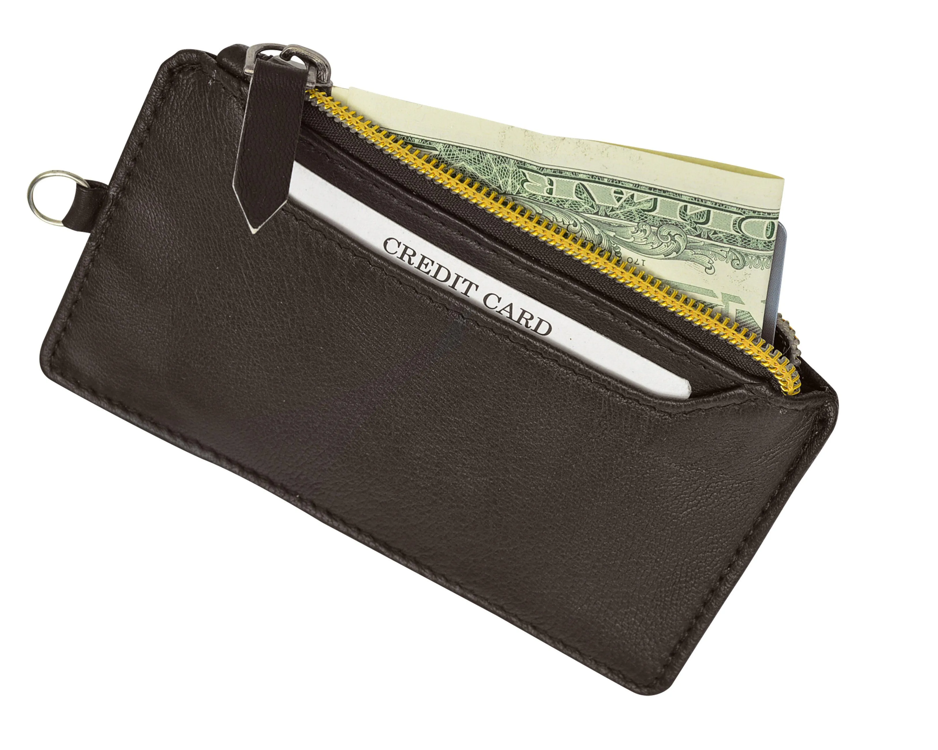 RFID Let It All Hand Brown Leather Zip Wallet