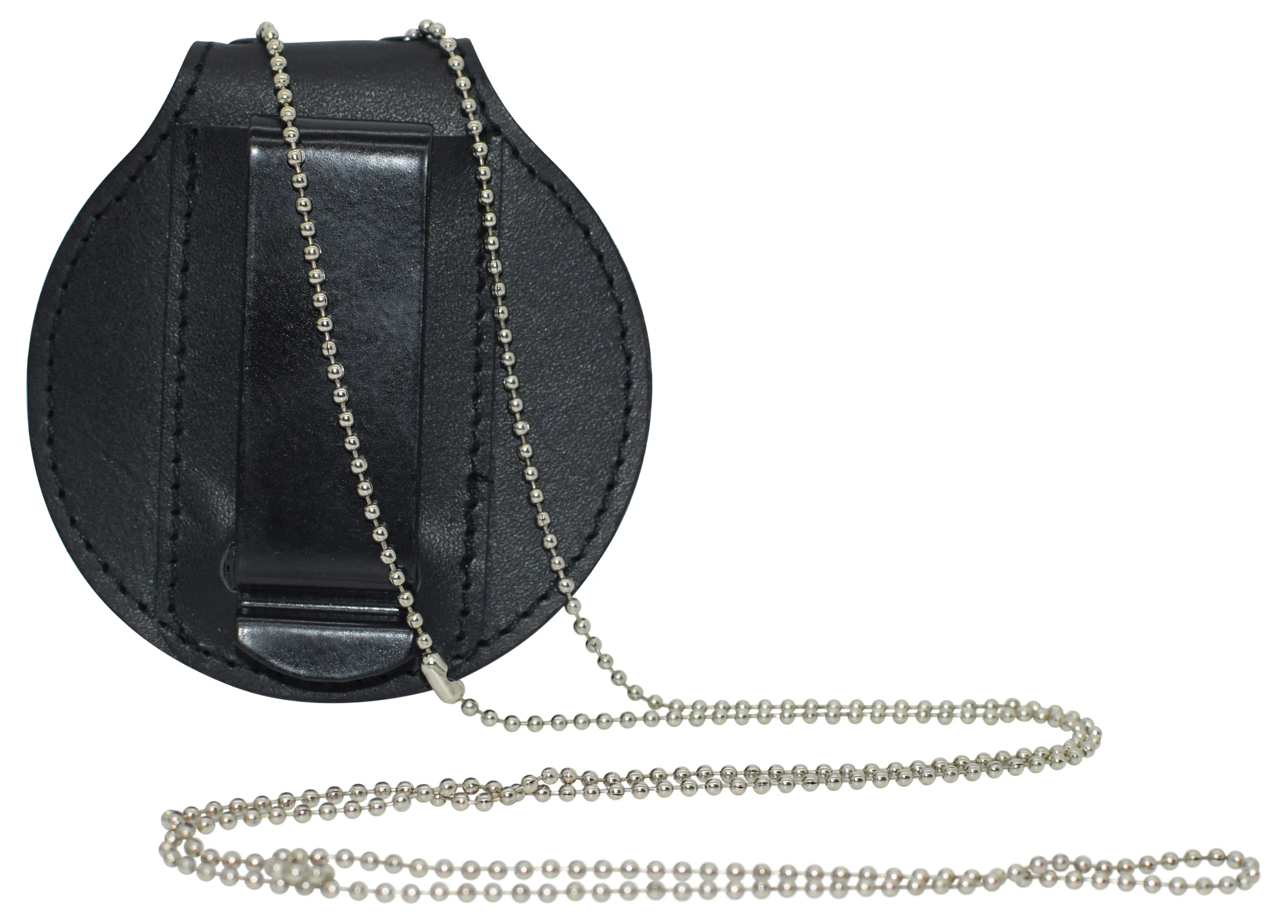 RFID2542 RFID Blocking Leather Shield Wallets Florida Sheriff Five-Point Star Badge Holder and Neck Chain Black