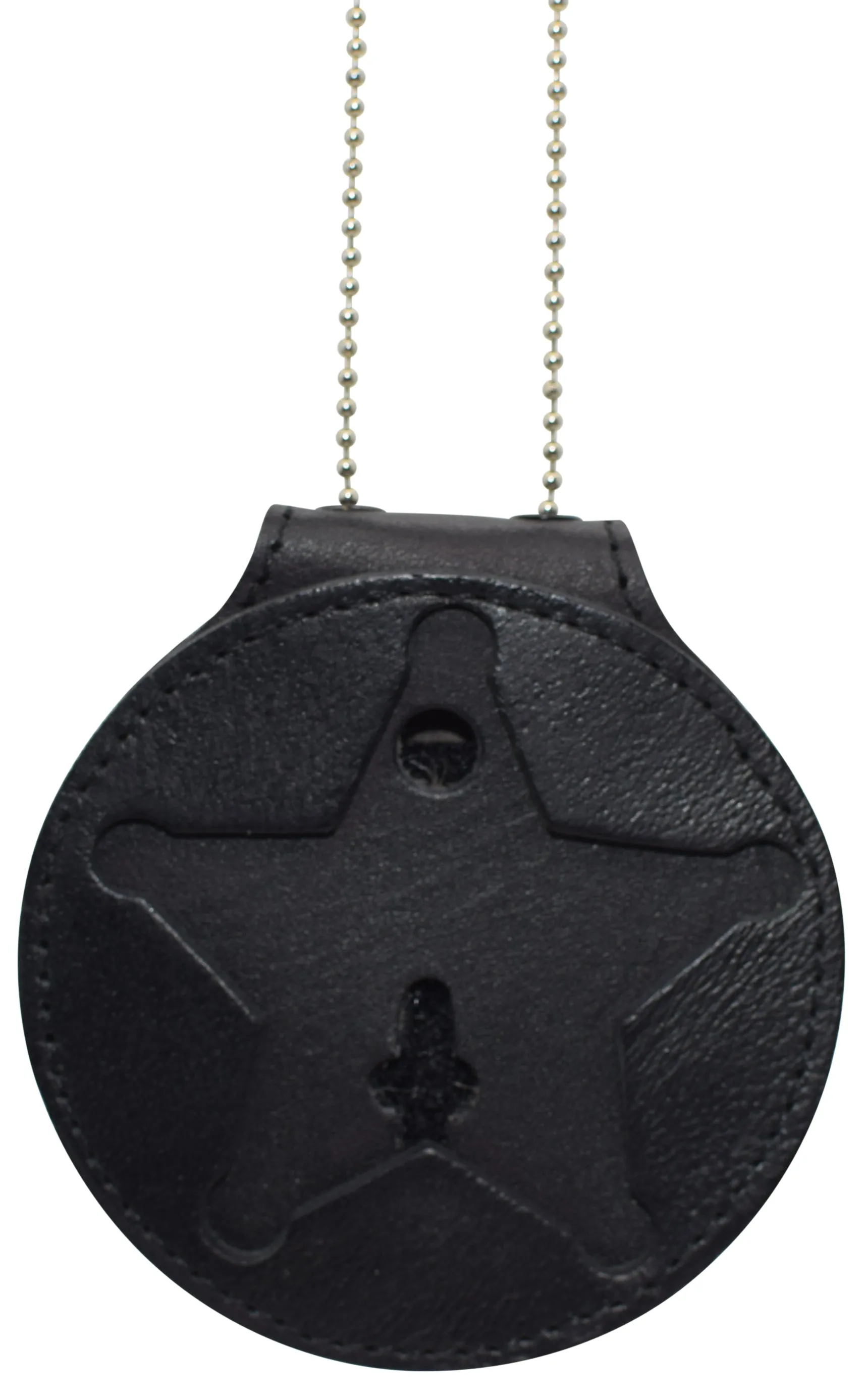 RFID2542 RFID Blocking Leather Shield Wallets Florida Sheriff Five-Point Star Badge Holder and Neck Chain Black