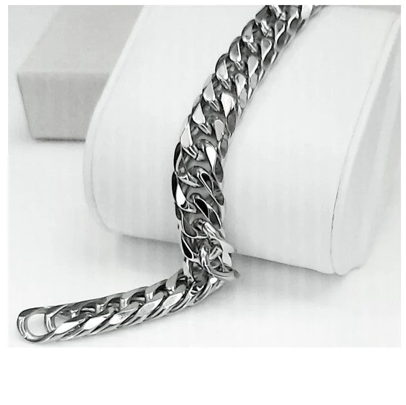 Stainless Steel Cuban Flat Weave Bracelet