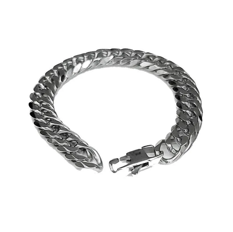 Stainless Steel Cuban Flat Weave Bracelet