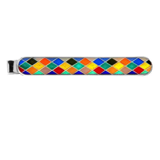 Sterling Silver Harlequin Enamel Tie Bars
