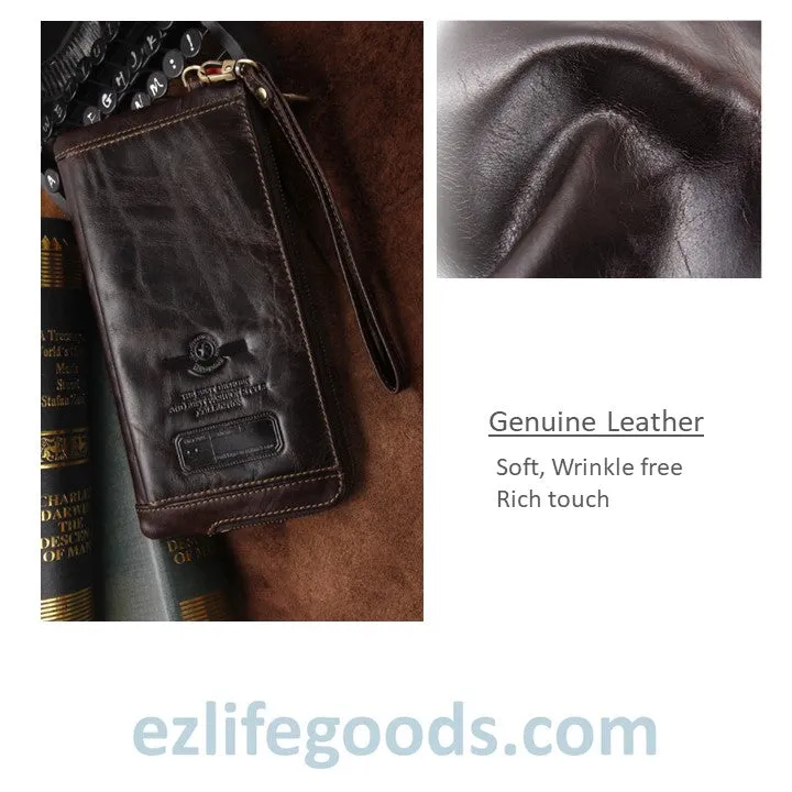 Stylish Genuine Leather Wallet With Phone Pocket