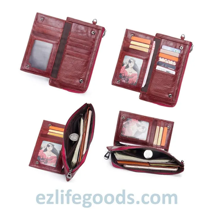 Stylish Genuine Leather Wallet With Phone Pocket
