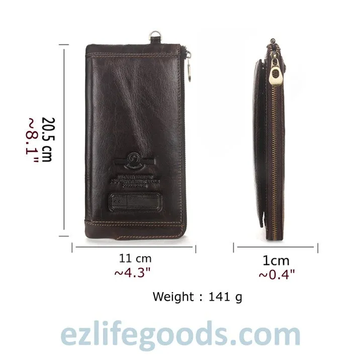 Stylish Genuine Leather Wallet With Phone Pocket