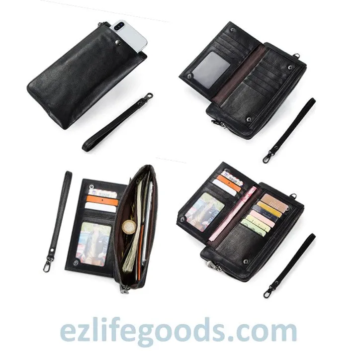 Stylish Genuine Leather Wallet With Phone Pocket
