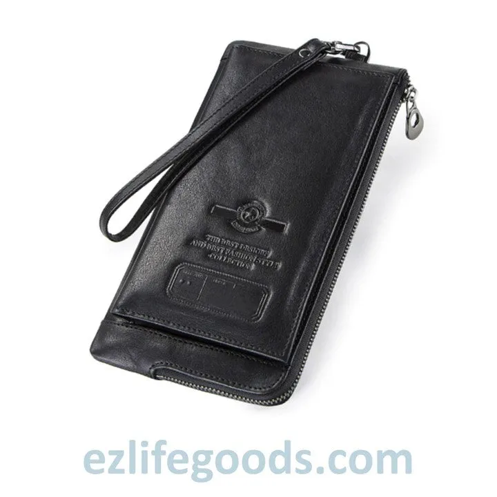 Stylish Genuine Leather Wallet With Phone Pocket