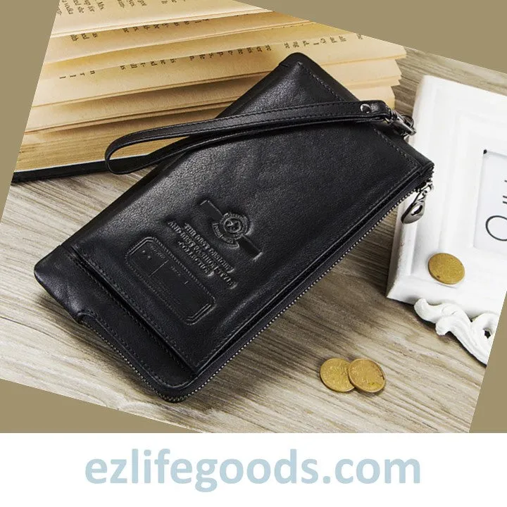 Stylish Genuine Leather Wallet With Phone Pocket