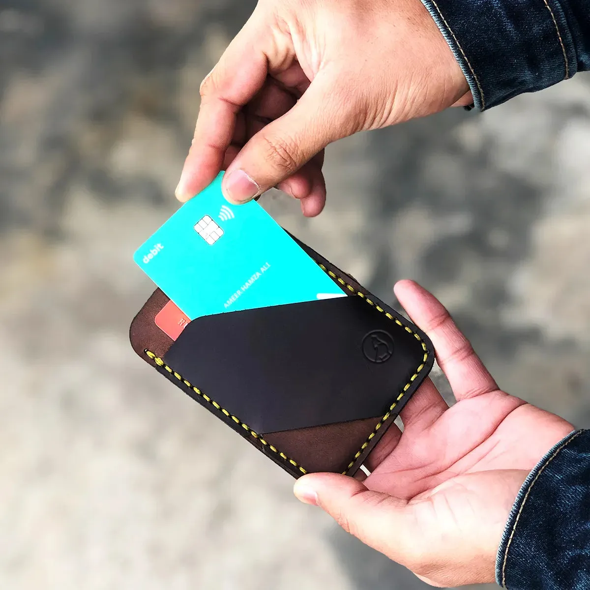 The Elysium: A leather Cardholder - Brown Color