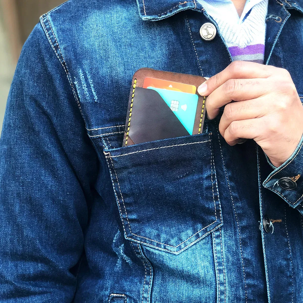 The Elysium: A leather Cardholder - Brown Color