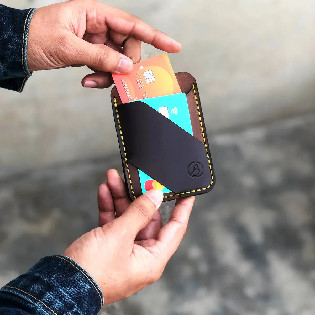 The Elysium: A leather Cardholder - Brown Color