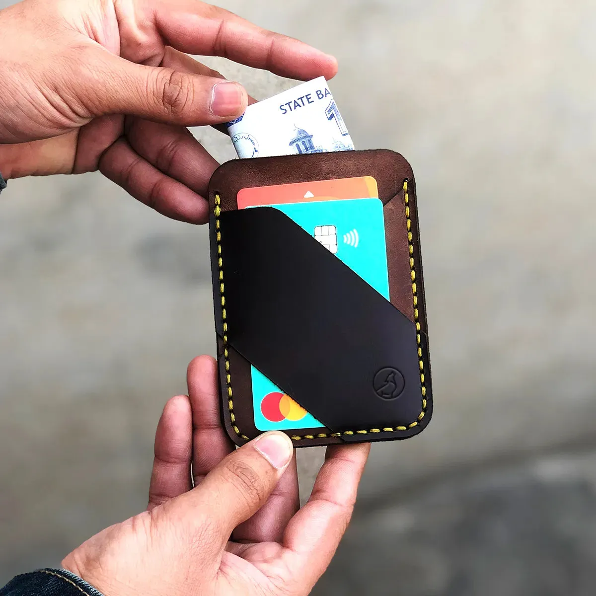 The Elysium: A leather Cardholder - Brown Color