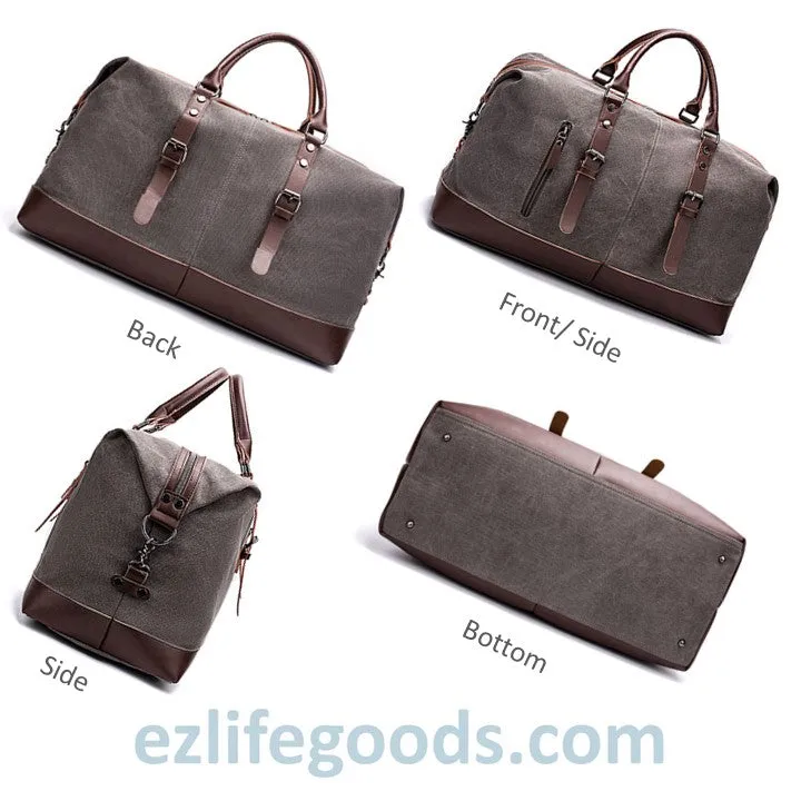 Vintage Canvas & Leather Travel Duffle Bag / Large Overnight Bag 54 cm