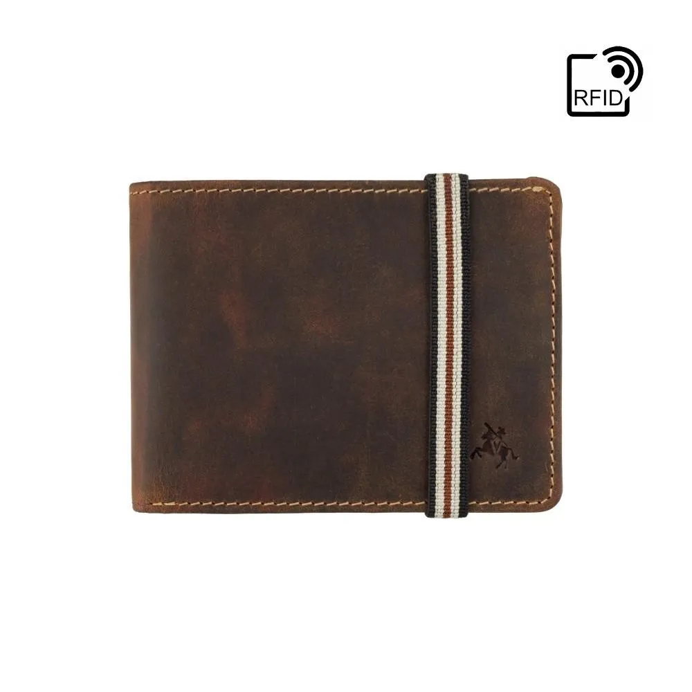 Visconti Segesta Banded Slim Bifold Wallet - Oil Tan