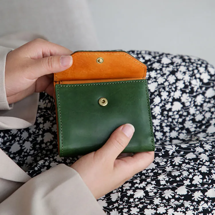 Womens Small Leather Wallet Purse Trifold Wallet For Women