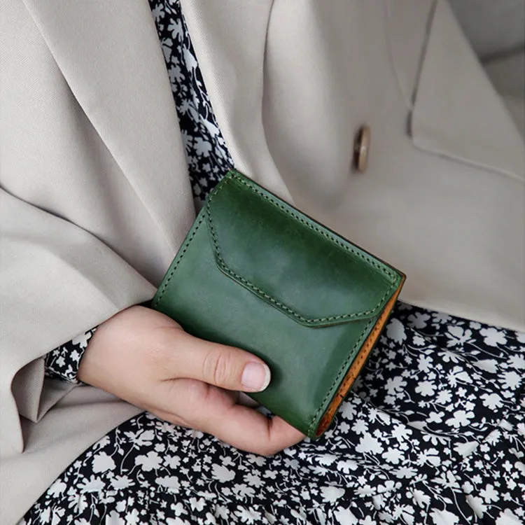 Womens Small Leather Wallet Purse Trifold Wallet For Women
