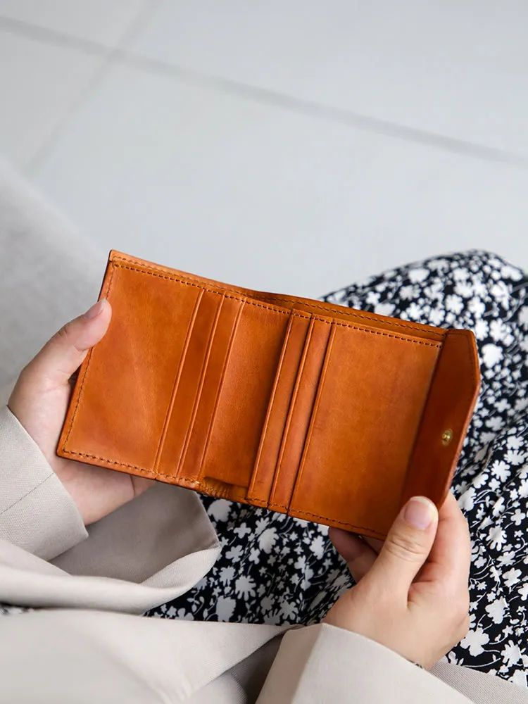 Womens Small Leather Wallet Purse Trifold Wallet For Women