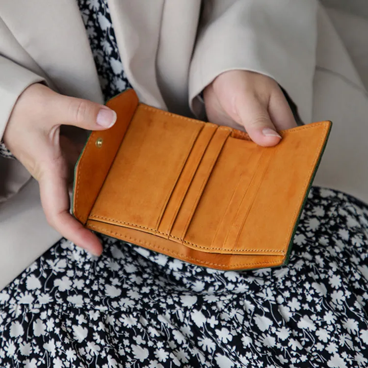 Womens Small Leather Wallet Purse Trifold Wallet For Women