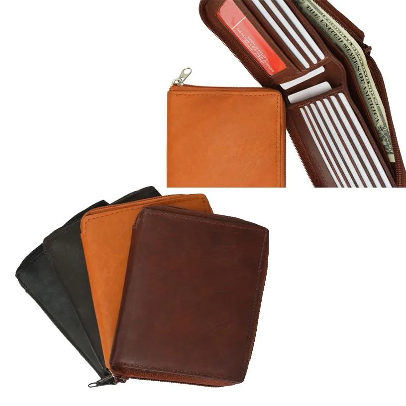 Zip around Genuine Leather Bi-fold