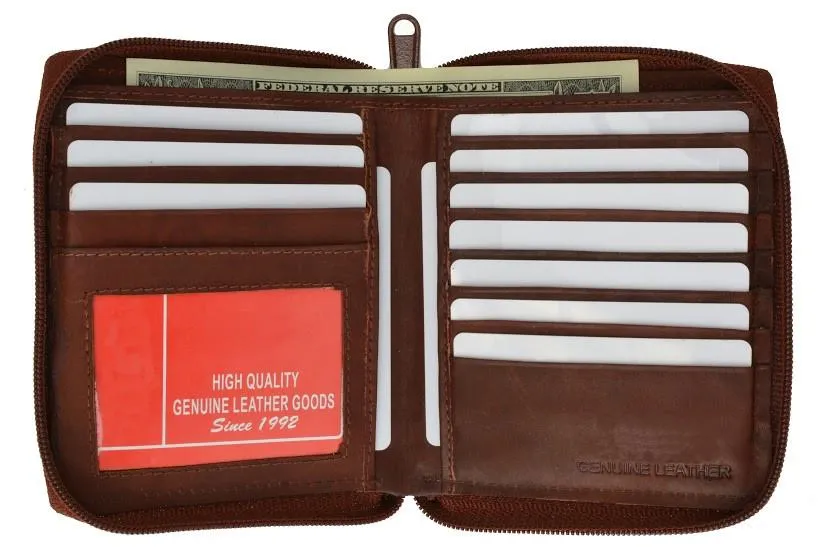 Zip around Genuine Leather Bi-fold