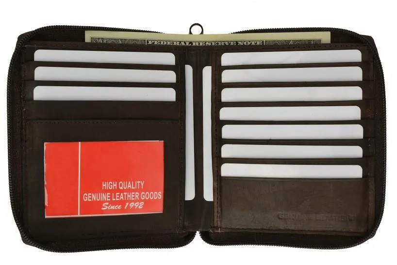 Zip around Genuine Leather Bi-fold